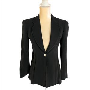 Emporio Armani Women's Blazer Jacket IT Sz 40 US Sz 4 Black Navy Blue One Button